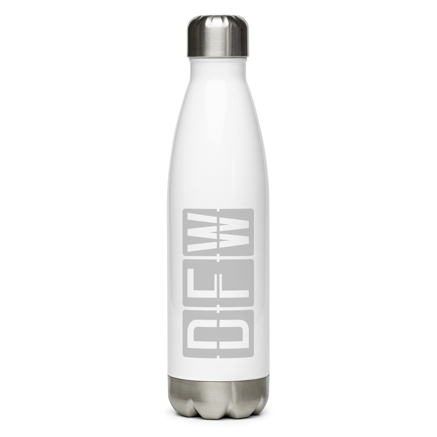 Aviation Avgeek Water Bottle - Grey • DFW Dallas • YHM Designs - Image 01