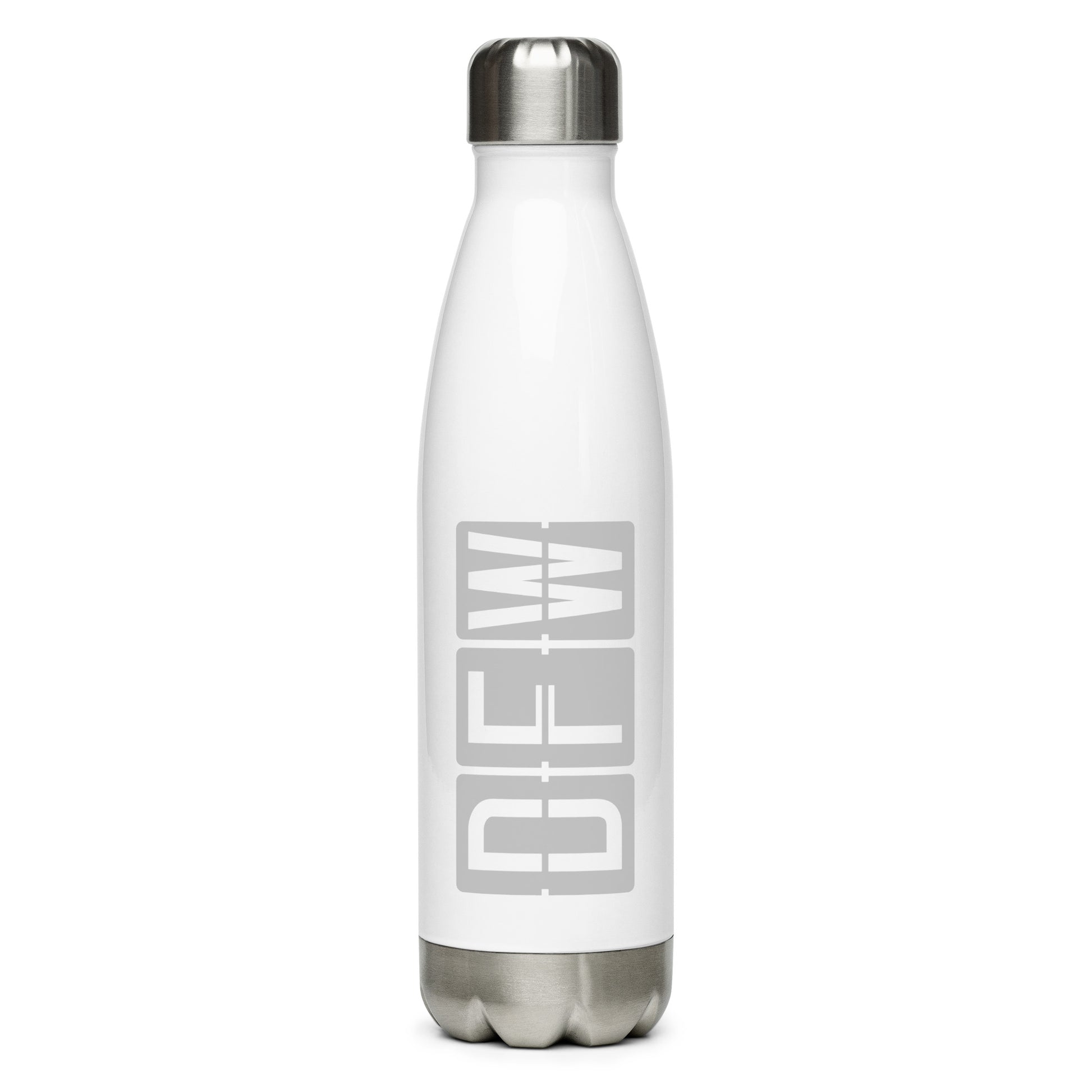 Aviation Avgeek Water Bottle - Grey • DFW Dallas • YHM Designs - Image 01
