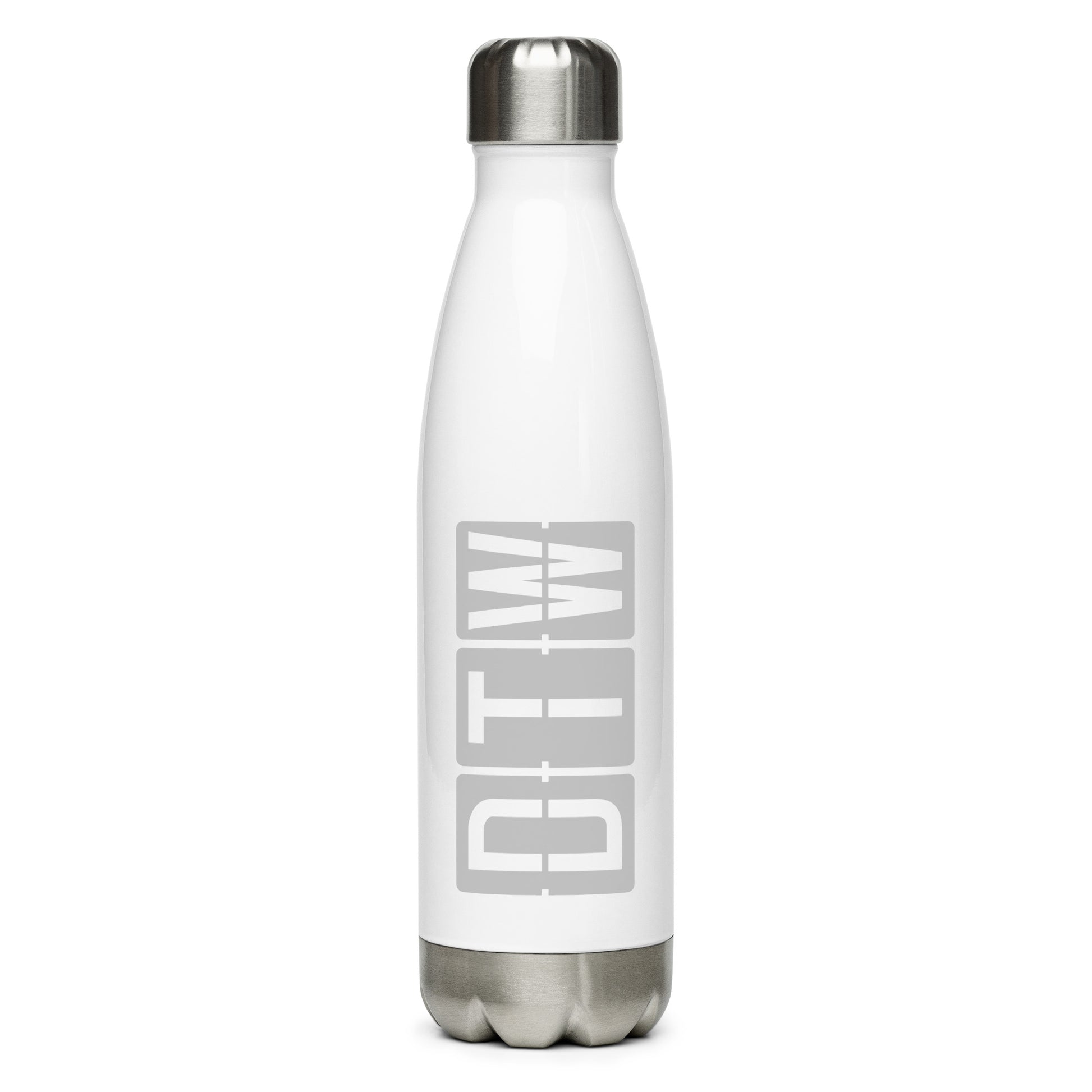 Split-Flap Water Bottle - Grey • DTW Detroit • YHM Designs - Image 01