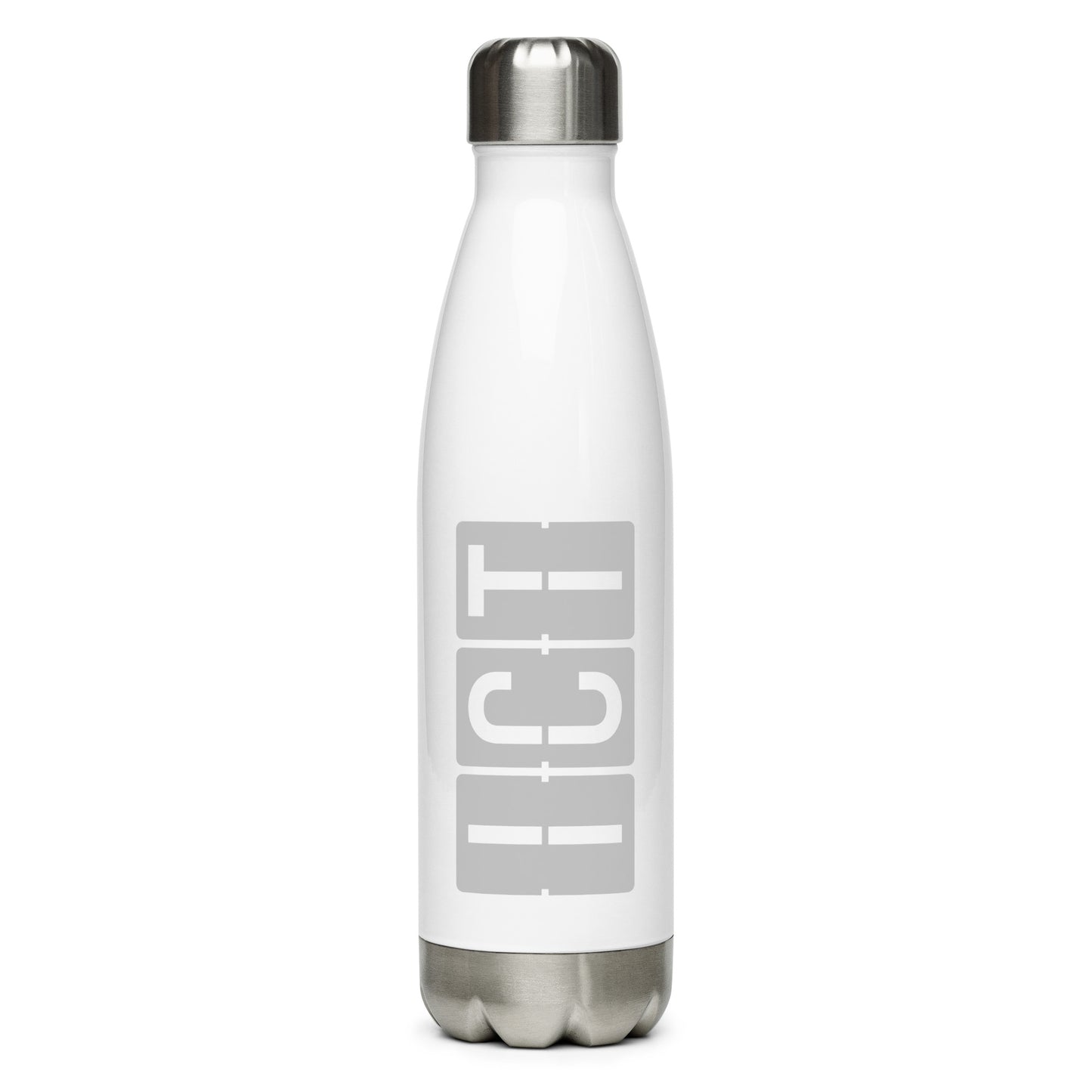 Split-Flap Water Bottle - Grey • ICT Wichita • YHM Designs - Image 01