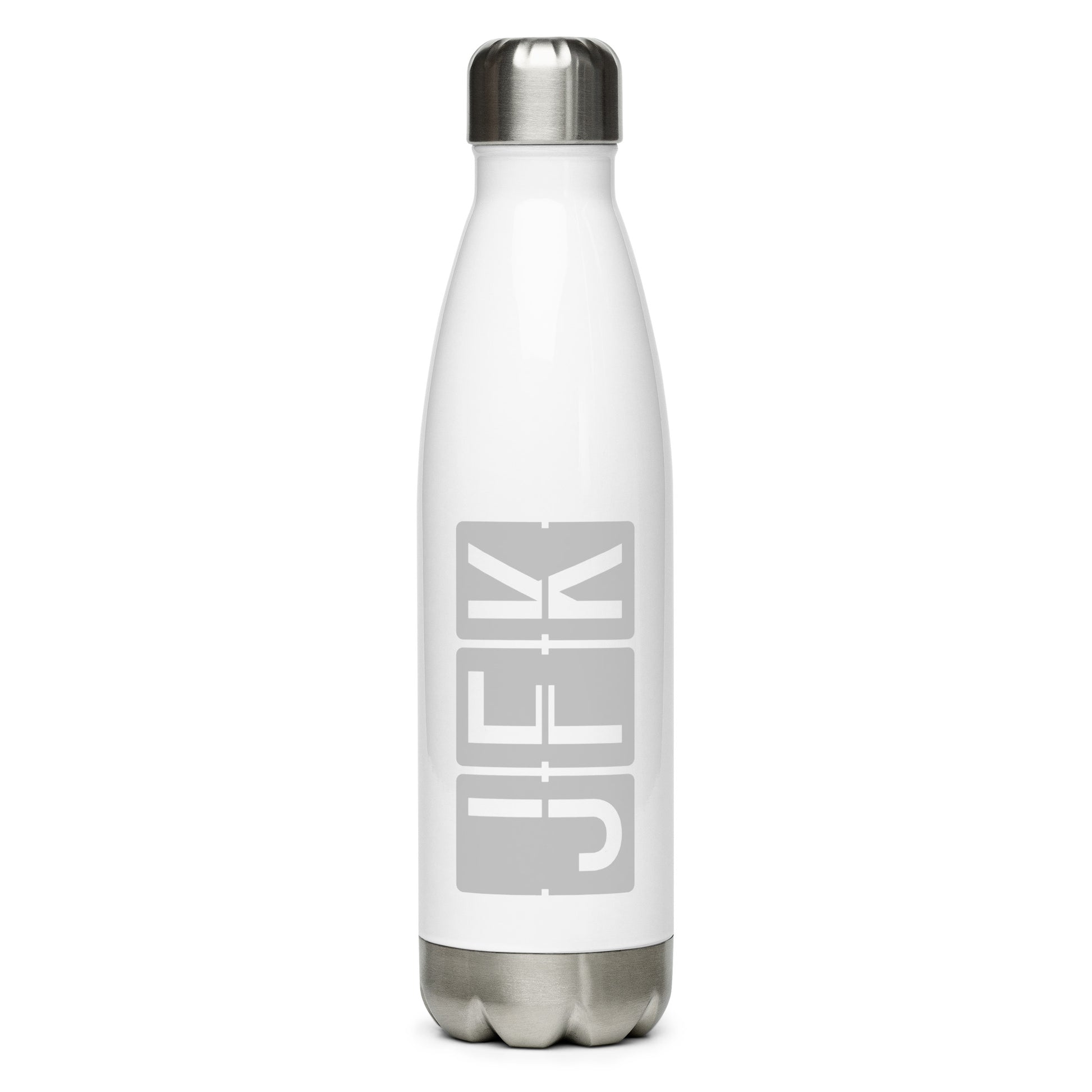 Split-Flap Water Bottle - Grey • JFK New York • YHM Designs - Image 01