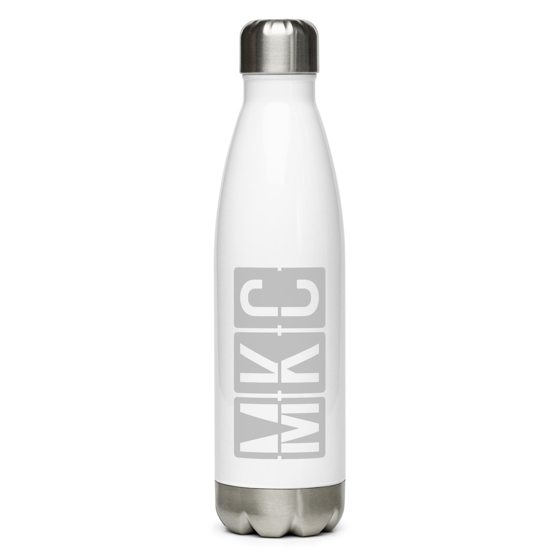 Split-Flap Water Bottle - Grey • MKC Kansas City • YHM Designs - Image 01