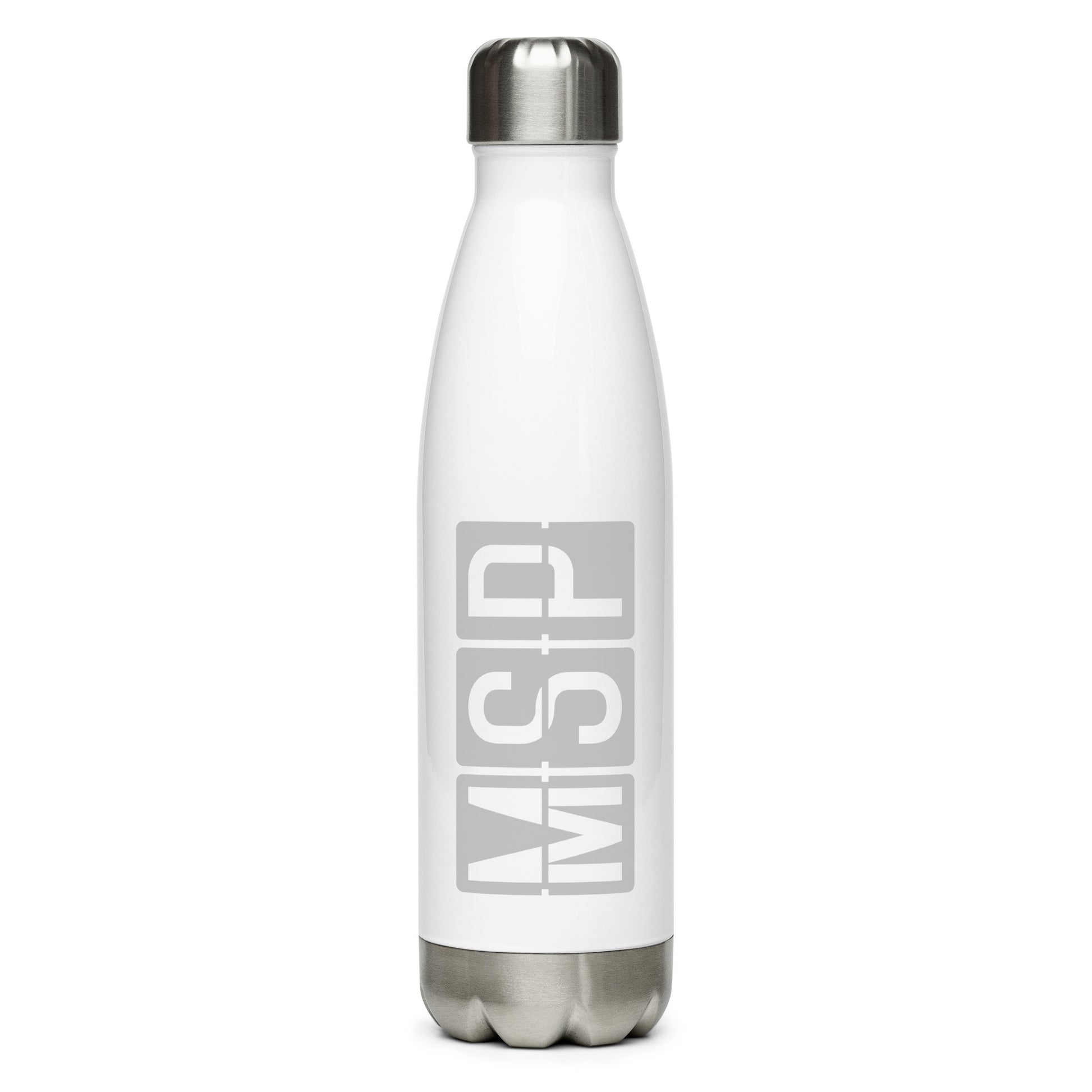 Aviation Avgeek Water Bottle - Grey • MSP Minneapolis • YHM Designs - Image 01