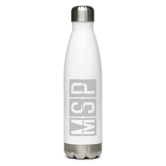 Aviation Avgeek Water Bottle - Grey • MSP Minneapolis • YHM Designs - Image 01