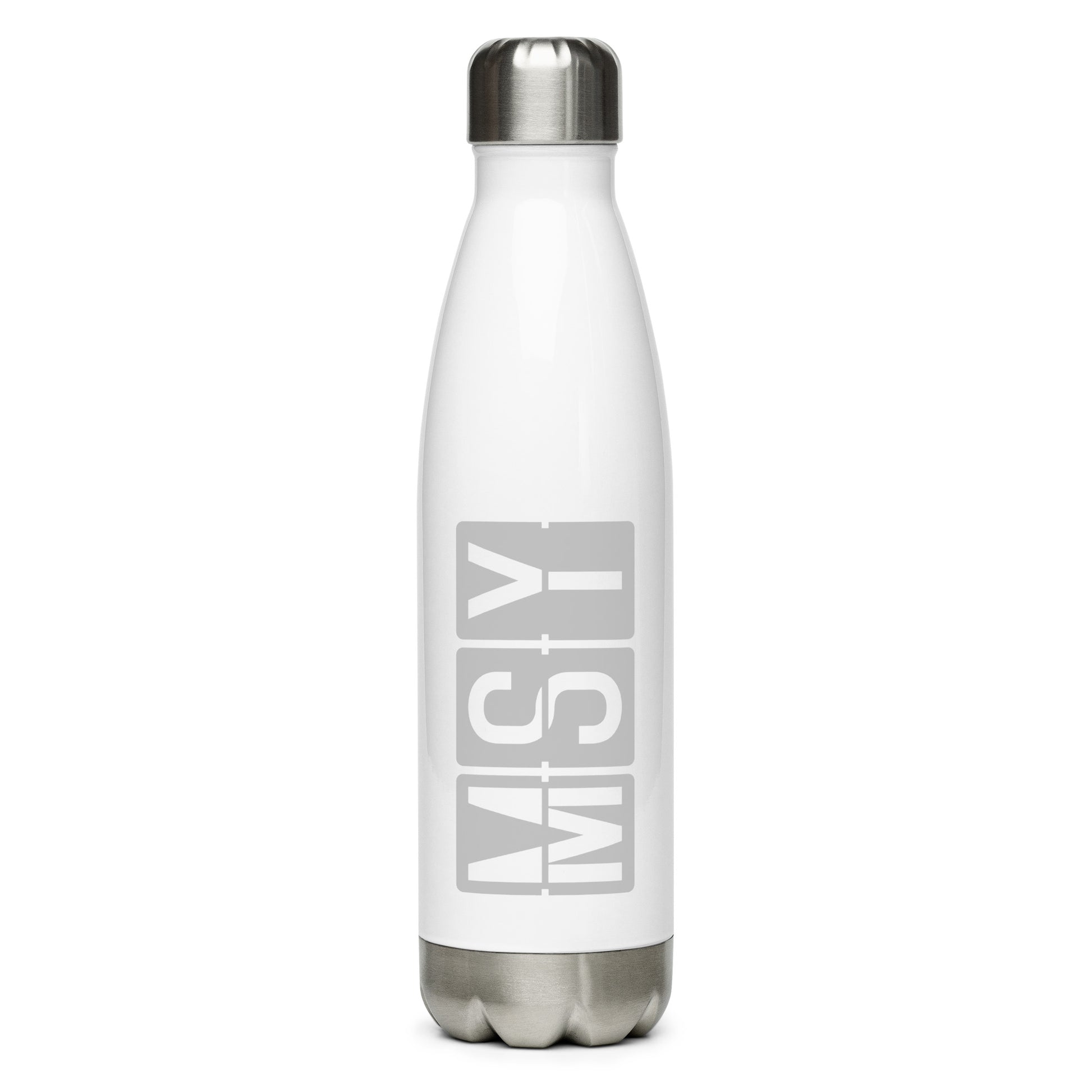 Split-Flap Water Bottle - Grey • MSY New Orleans • YHM Designs - Image 01