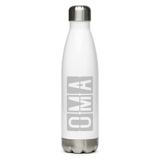 Aviation Avgeek Water Bottle - Grey • OMA Omaha • YHM Designs - Image 01