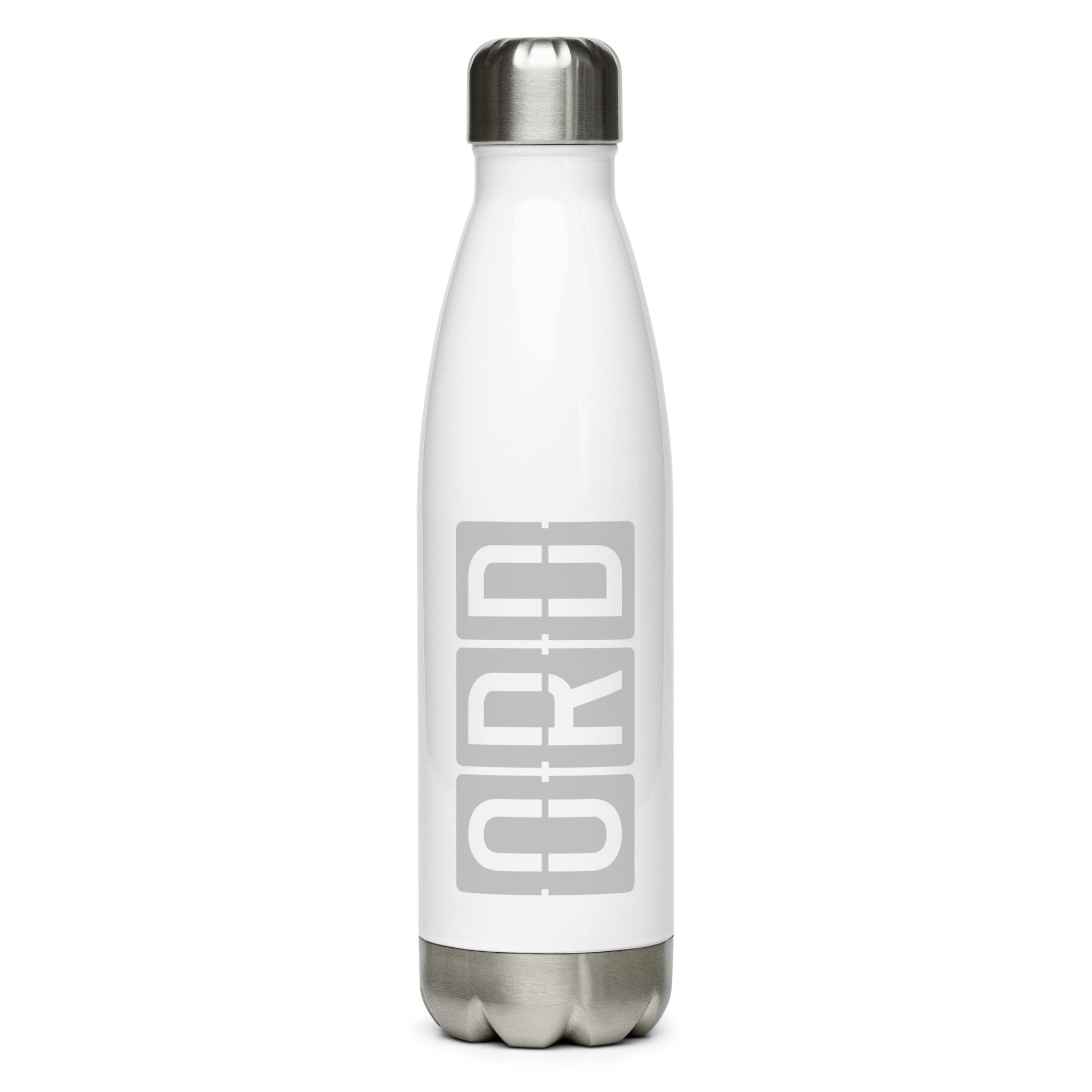 Split-Flap Water Bottle - Grey • ORD Chicago • YHM Designs - Image 01