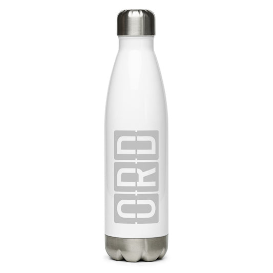Aviation Avgeek Water Bottle - Grey • ORD Chicago • YHM Designs - Image 01
