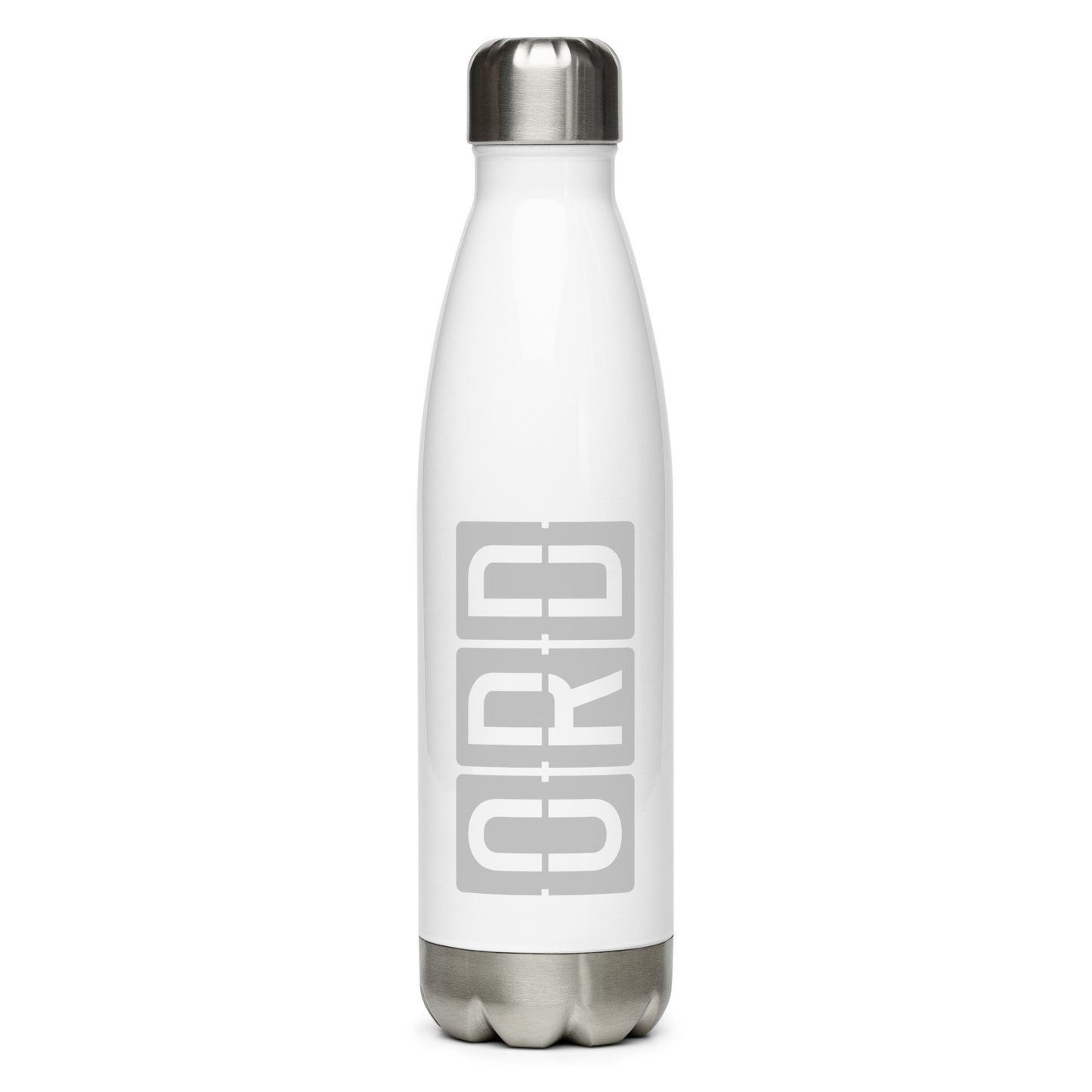 Aviation Avgeek Water Bottle - Grey • ORD Chicago • YHM Designs - Image 01