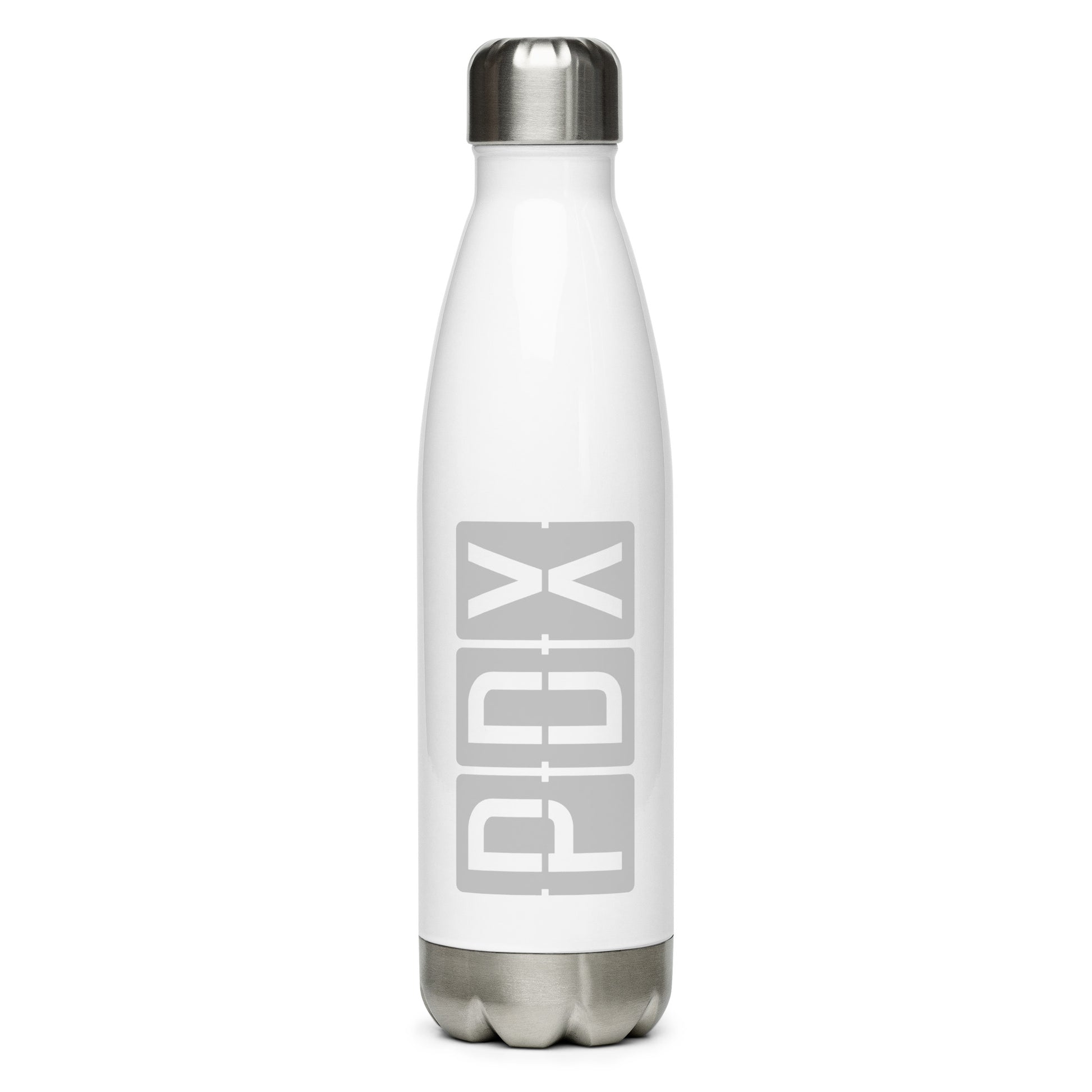 Split-Flap Water Bottle - Grey • PDX Portland • YHM Designs - Image 01