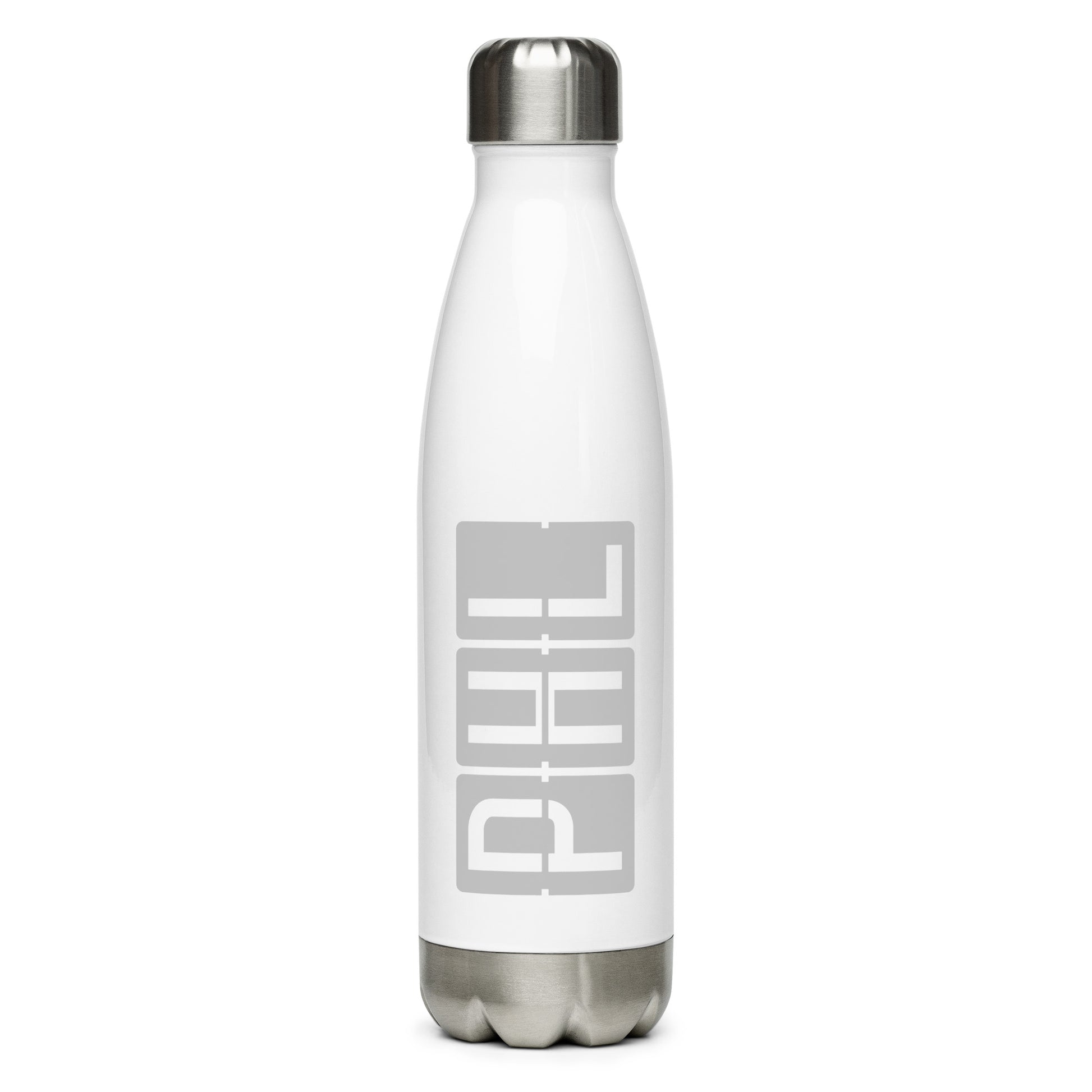 Split-Flap Water Bottle - Grey • PHL Philadelphia • YHM Designs - Image 01
