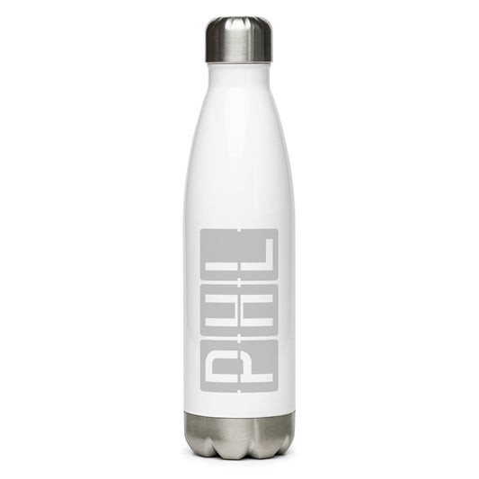 Aviation Avgeek Water Bottle - Grey • PHL Philadelphia • YHM Designs - Image 01