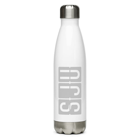 Aviation Avgeek Water Bottle - Grey • SJU San Juan • YHM Designs - Image 01