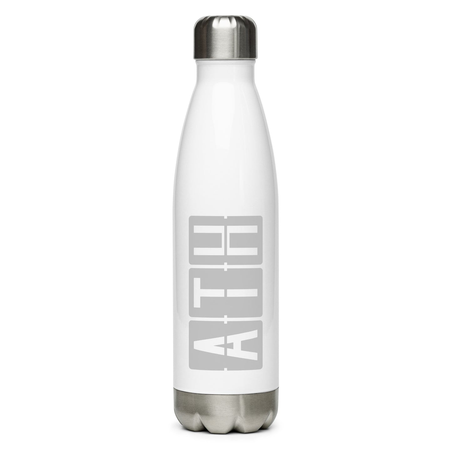 Aviation Avgeek Water Bottle - Grey • ATH Athens • YHM Designs - Image 01