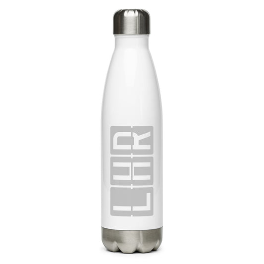 Aviation Avgeek Water Bottle - Grey • LHR London • YHM Designs - Image 01