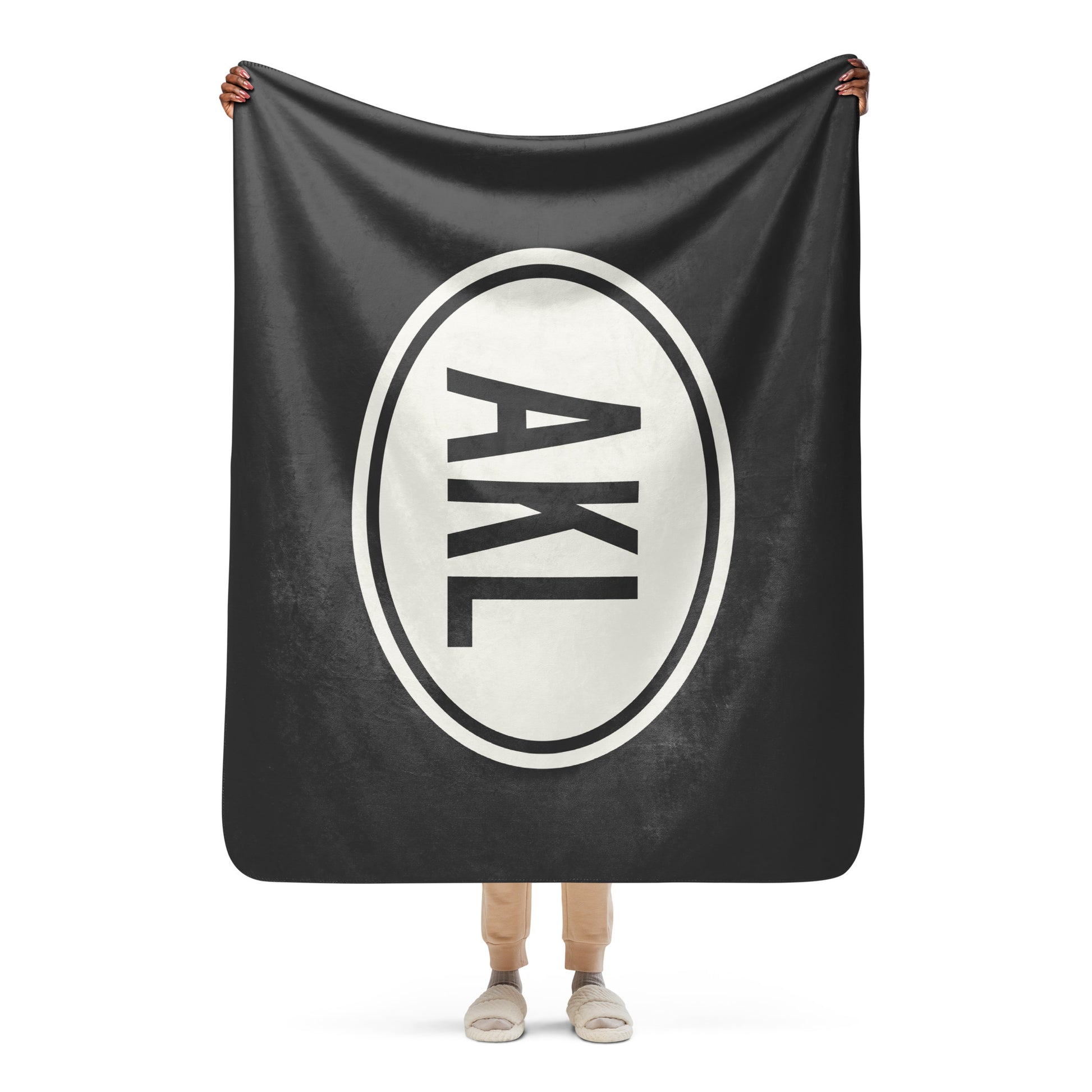 Unique Travel Gift Sherpa Blanket - White Oval • AKL Auckland Souvenir • YHM Designs - Image 04