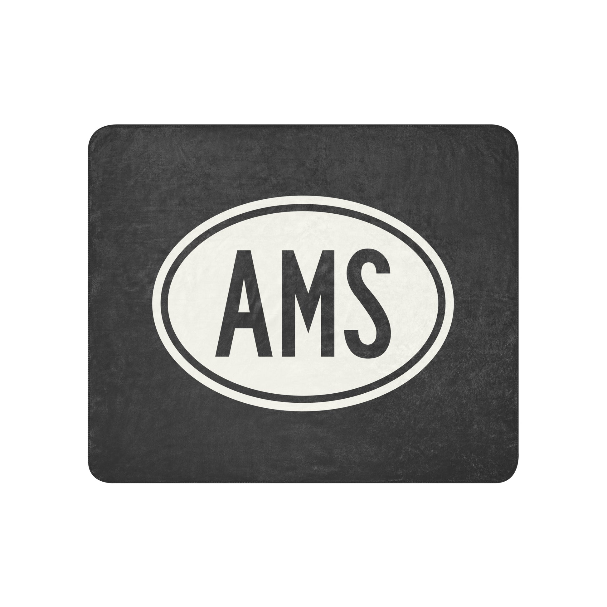 Unique Travel Gift Sherpa Blanket - White Oval • AMS Amsterdam Souvenir • YHM Designs - Image 01