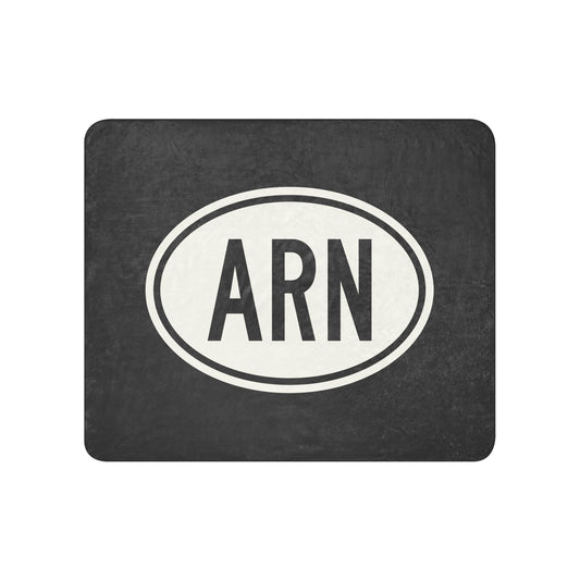Unique Travel Gift Sherpa Blanket - White Oval • ARN Stockholm Souvenir • YHM Designs - Image 01