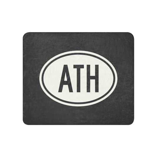 Unique Travel Gift Sherpa Blanket - White Oval • ATH Athens Souvenir • YHM Designs - Image 01