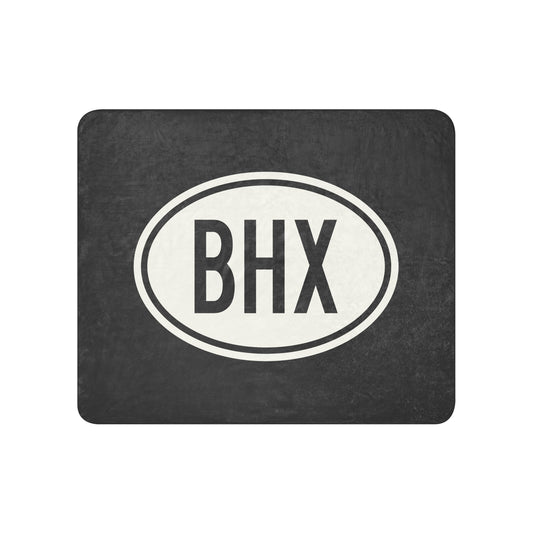 Unique Travel Gift Sherpa Blanket - White Oval • BHX Birmingham Souvenir • YHM Designs - Image 01