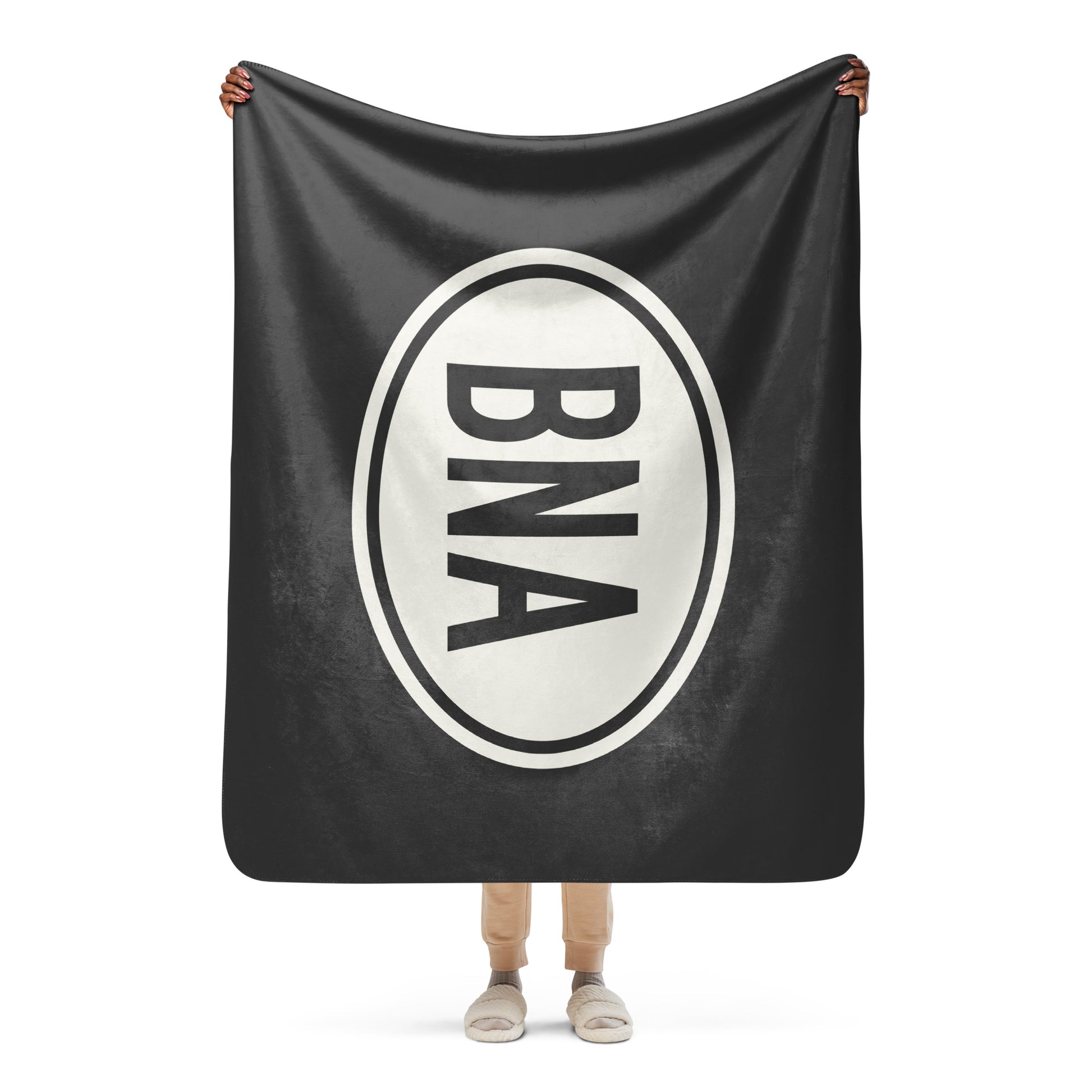 Unique Travel Gift Sherpa Blanket - White Oval • BNA Nashville Souvenir • YHM Designs - Image 04