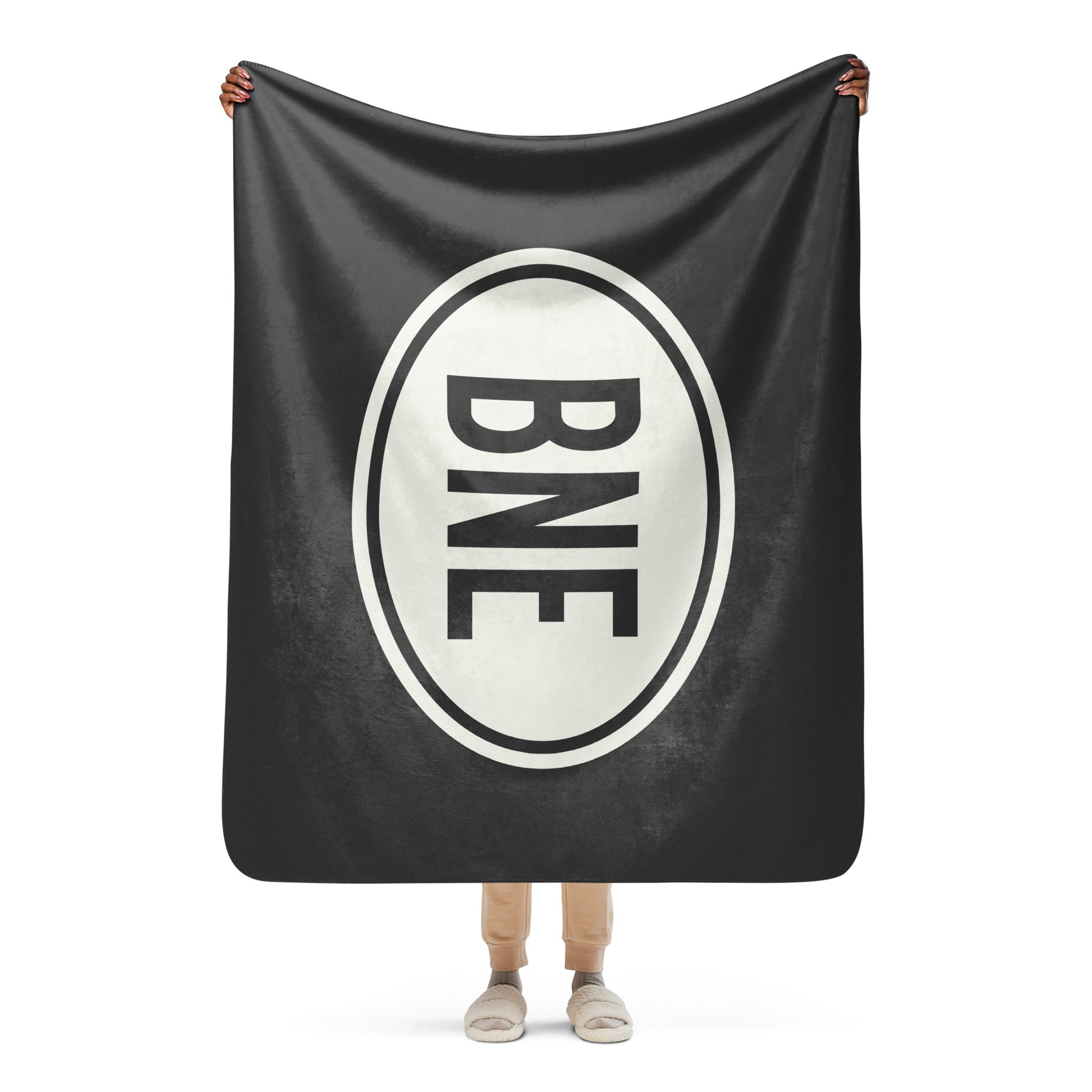 Unique Travel Gift Sherpa Blanket - White Oval • BNE Brisbane Souvenir • YHM Designs - Image 04