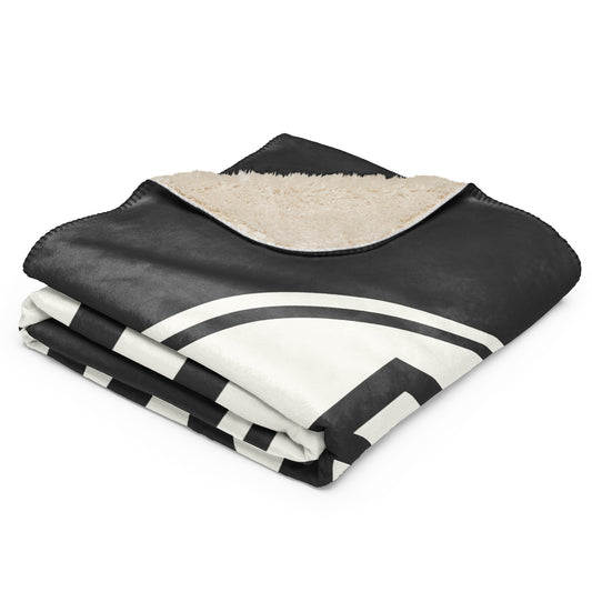 Unique Travel Gift Sherpa Blanket - White Oval • BRU Brussels Souvenir • YHM Designs - Image 02