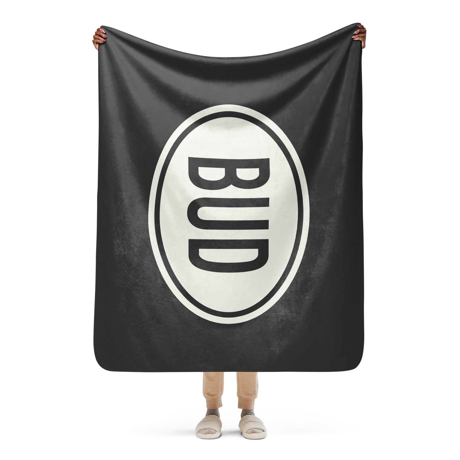 Unique Travel Gift Sherpa Blanket - White Oval • BUD Budapest Souvenir • YHM Designs - Image 04