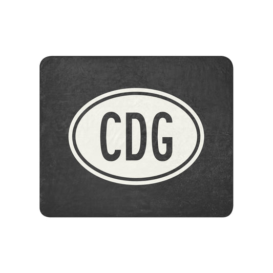 Unique Travel Gift Sherpa Blanket - White Oval • CDG Paris Souvenir • YHM Designs - Image 01