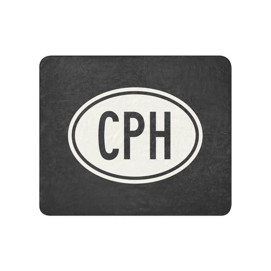Unique Travel Gift Sherpa Blanket - White Oval • CPH Copenhagen Souvenir • YHM Designs - Image 01
