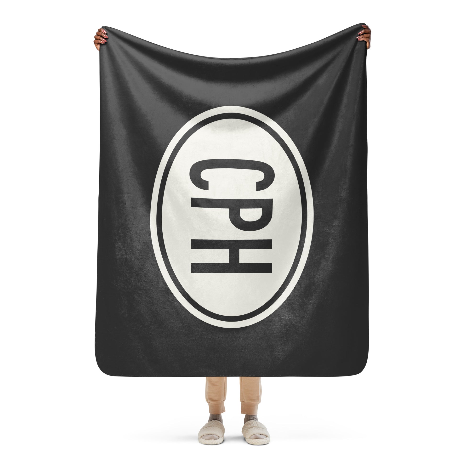 Unique Travel Gift Sherpa Blanket - White Oval • CPH Copenhagen • YHM Designs - Image 04