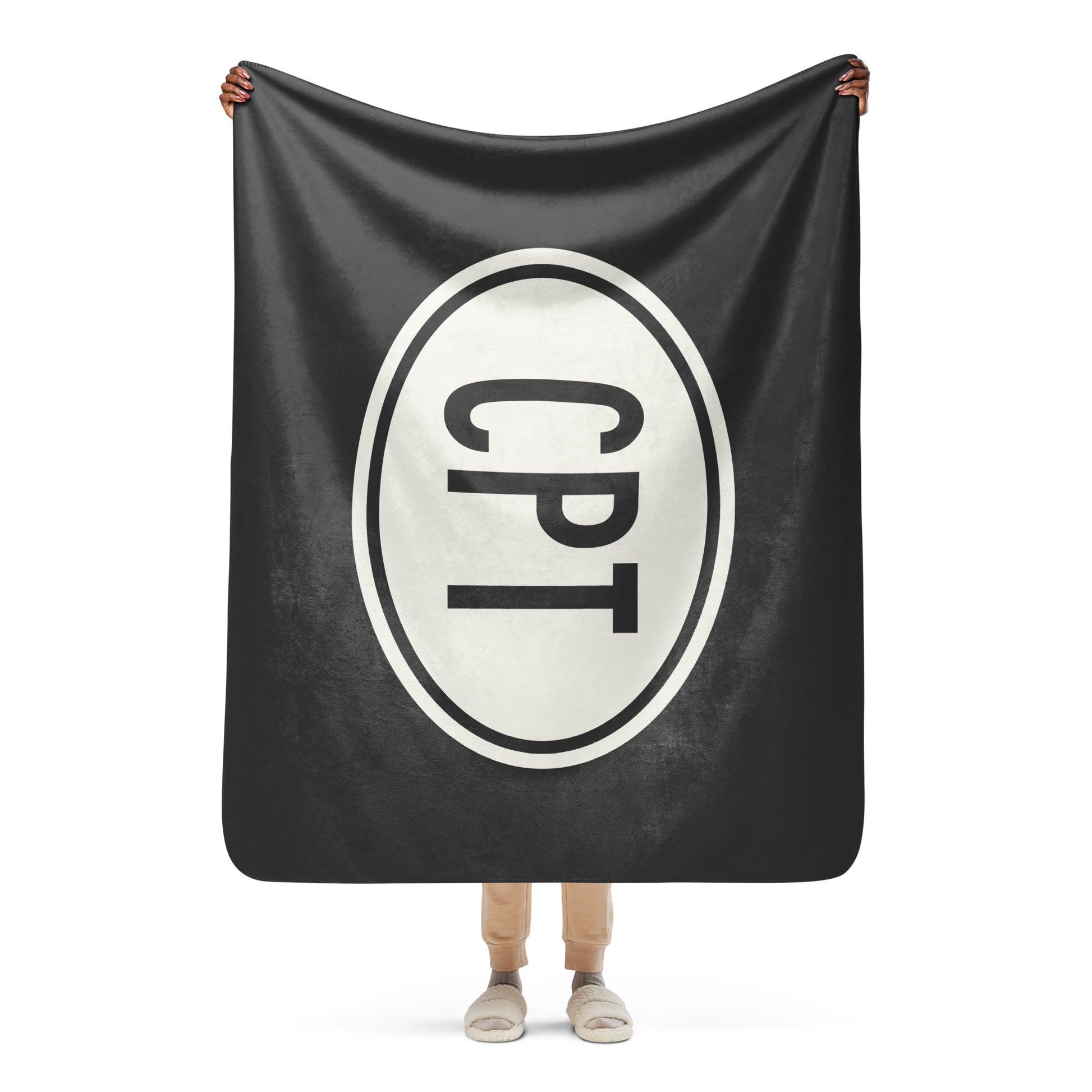 Unique Travel Gift Sherpa Blanket - White Oval • CPT Cape Town Souvenir • YHM Designs - Image 04