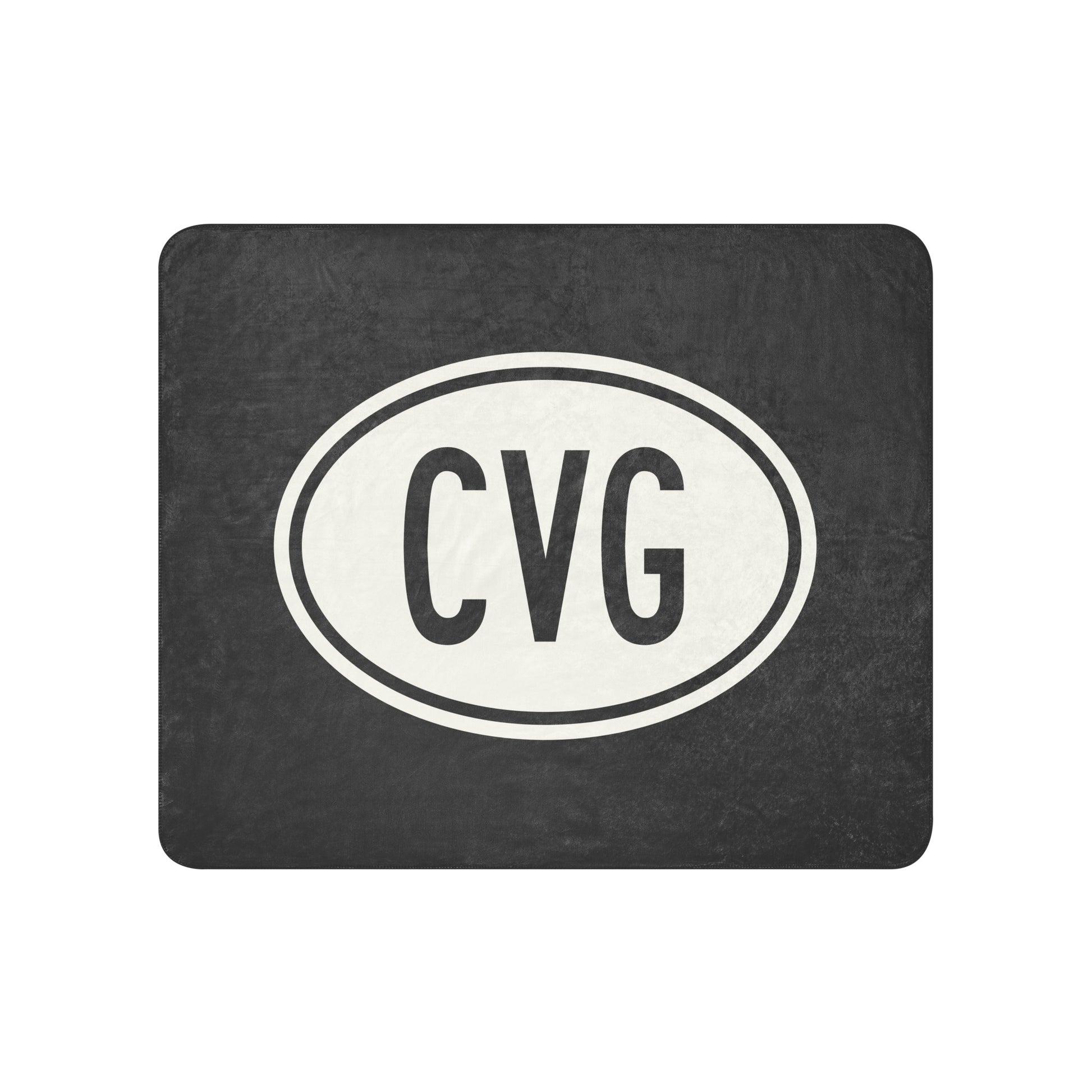 Unique Travel Gift Sherpa Blanket - White Oval • CVG Cincinnati Souvenir • YHM Designs - Image 01