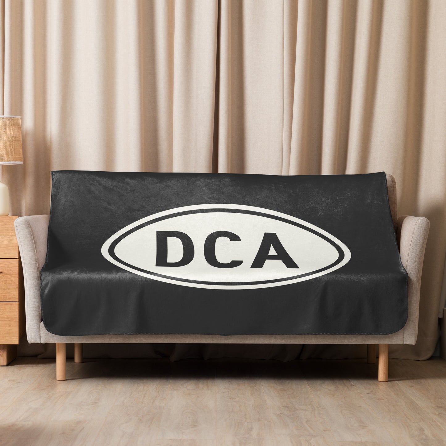 Unique Travel Gift Sherpa Blanket - White Oval • DCA Washington • YHM Designs - Image 07