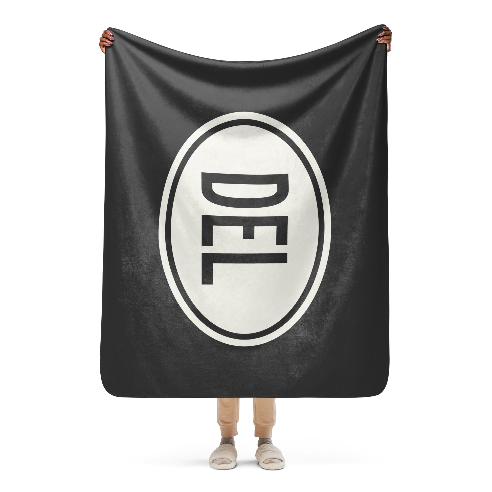 Unique Travel Gift Sherpa Blanket - White Oval • DEL Delhi • YHM Designs - Image 04