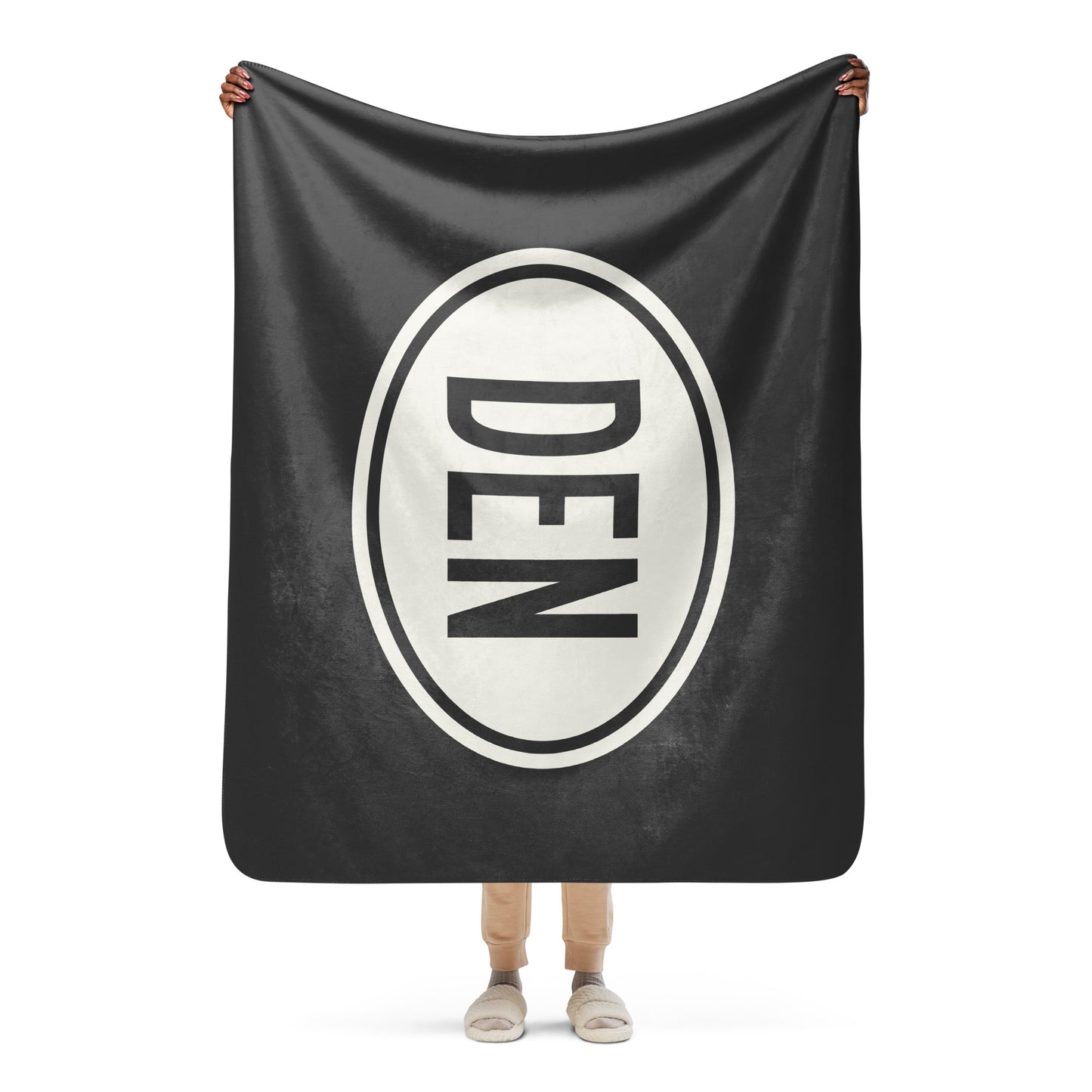 Unique Travel Gift Sherpa Blanket - White Oval • DEN Denver • YHM Designs - Image 04
