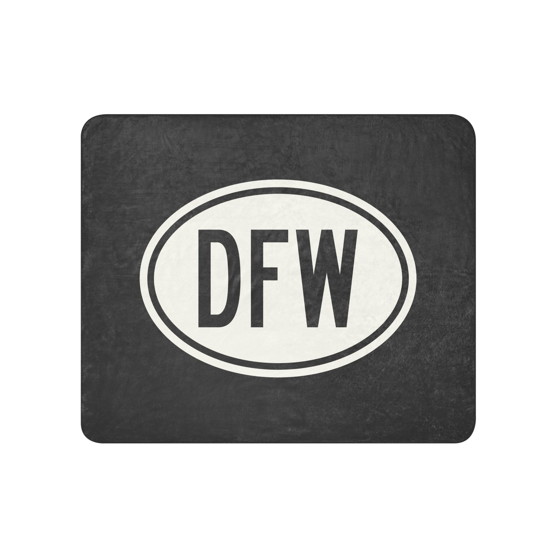 Unique Travel Gift Sherpa Blanket - White Oval • DFW Dallas Souvenir • YHM Designs - Image 01