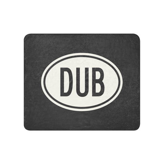 Unique Travel Gift Sherpa Blanket - White Oval • DUB Dublin Souvenir • YHM Designs - Image 01