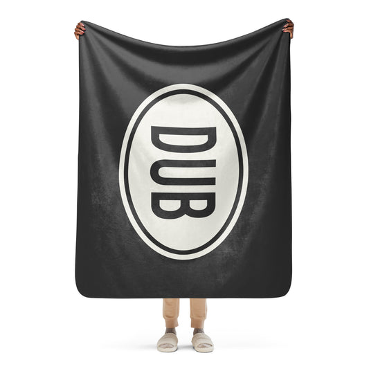 Unique Travel Gift Sherpa Blanket - White Oval • DUB Dublin Souvenir • YHM Designs - Image 02