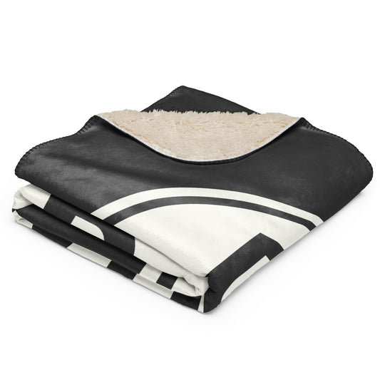 Unique Travel Gift Sherpa Blanket - White Oval • DXB Dubai • YHM Designs - Image 02