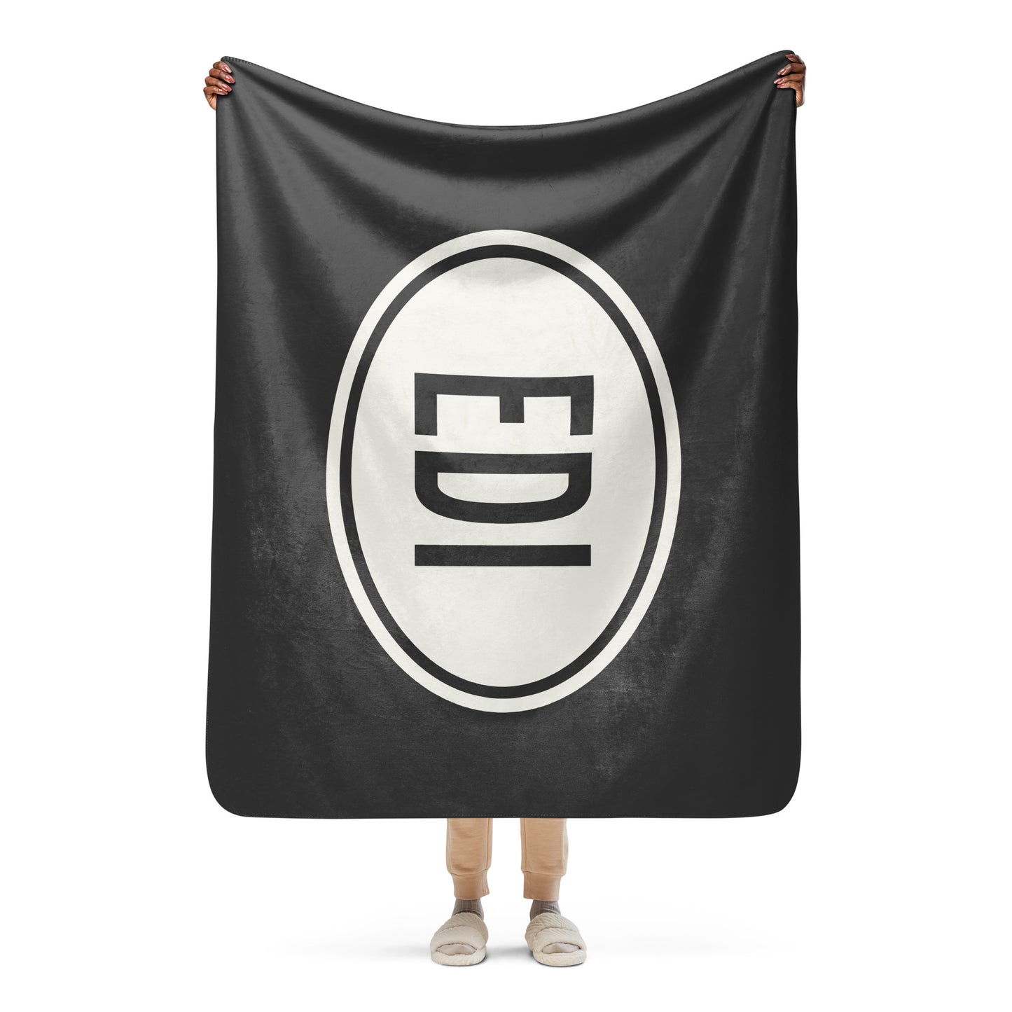 Unique Travel Gift Sherpa Blanket - White Oval • EDI Edinburgh Souvenir • YHM Designs - Image 04