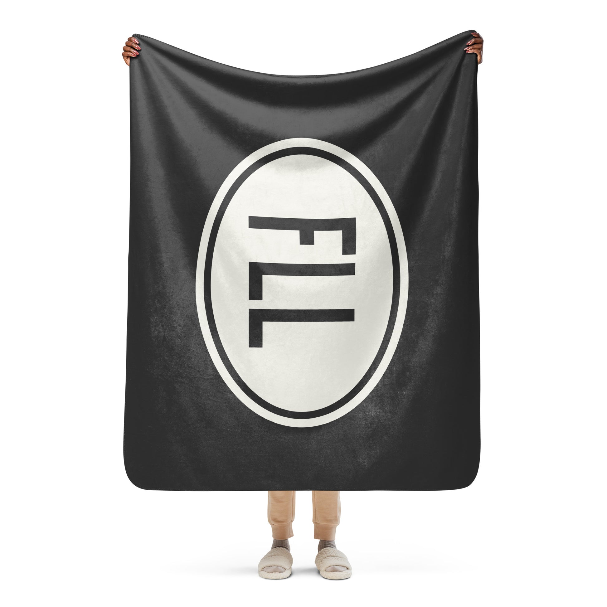 Unique Travel Gift Sherpa Blanket - White Oval • FLL Fort Lauderdale Souvenir • YHM Designs - Image 04