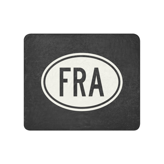 Unique Travel Gift Sherpa Blanket - White Oval • FRA Frankfurt Souvenir • YHM Designs - Image 01