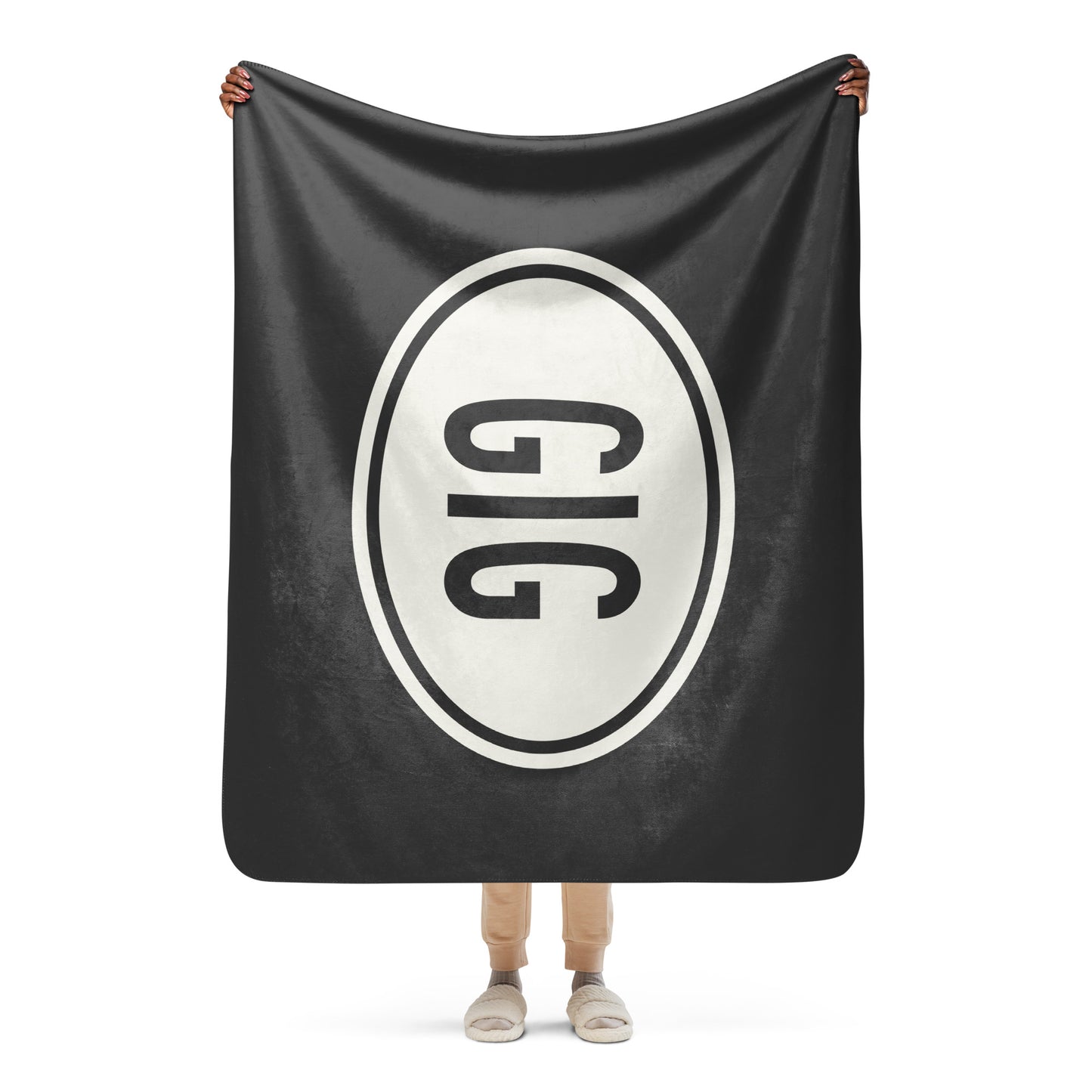 Unique Travel Gift Sherpa Blanket - White Oval • GIG Rio de Janeiro • YHM Designs - Image 04