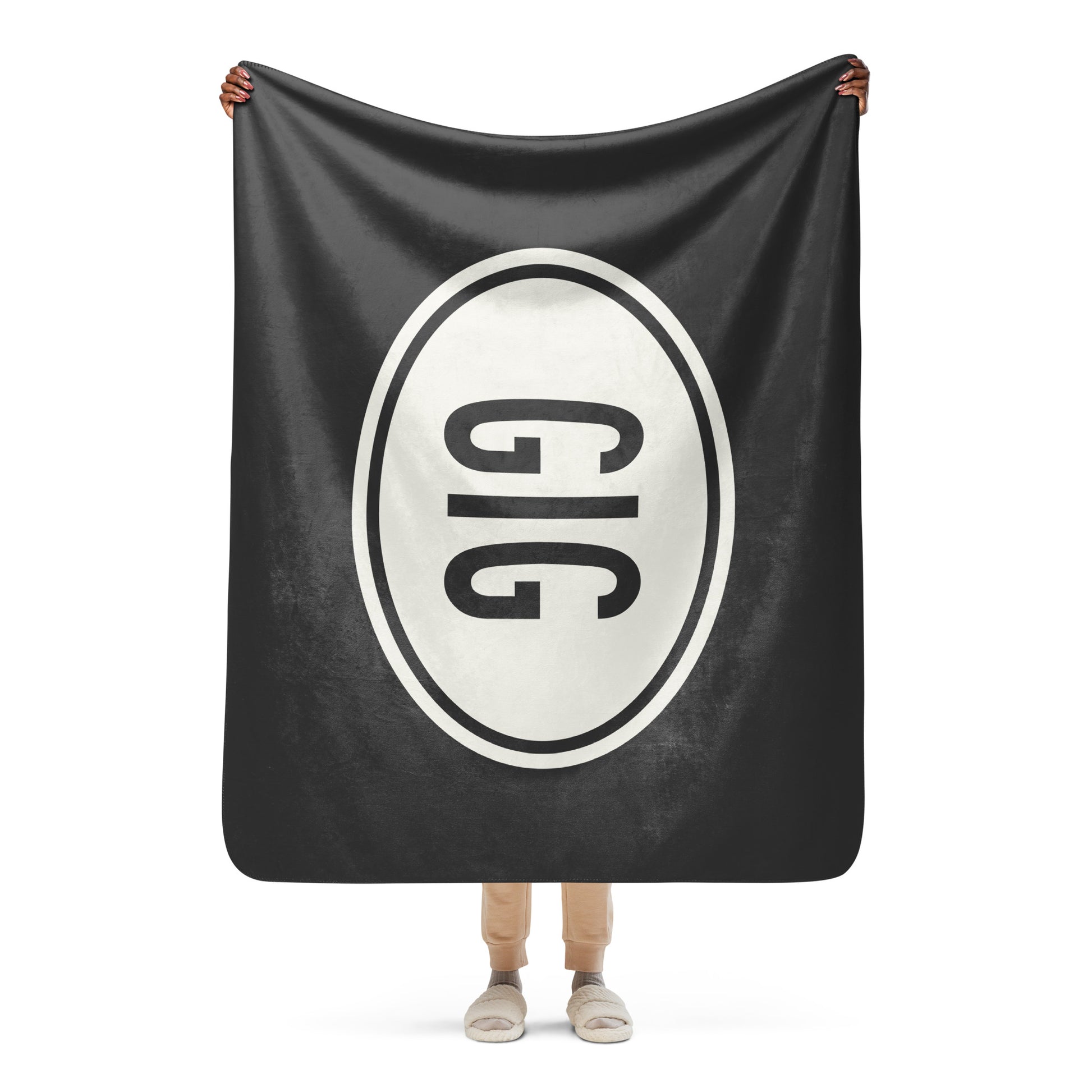 Unique Travel Gift Sherpa Blanket - White Oval • GIG Rio de Janeiro Souvenir • YHM Designs - Image 04