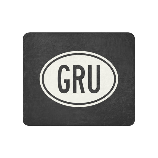 Unique Travel Gift Sherpa Blanket - White Oval • GRU Sao Paulo Souvenir • YHM Designs - Image 01