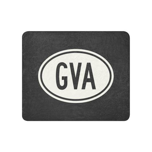 Unique Travel Gift Sherpa Blanket - White Oval • GVA Geneva Souvenir • YHM Designs - Image 01