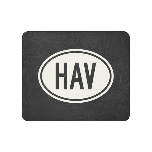 Unique Travel Gift Sherpa Blanket - White Oval • HAV Havana Souvenir • YHM Designs - Image 01