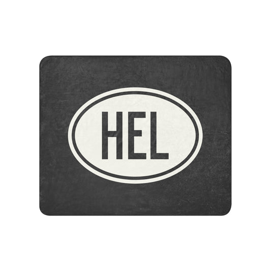Unique Travel Gift Sherpa Blanket - White Oval • HEL Helsinki Souvenir • YHM Designs - Image 01