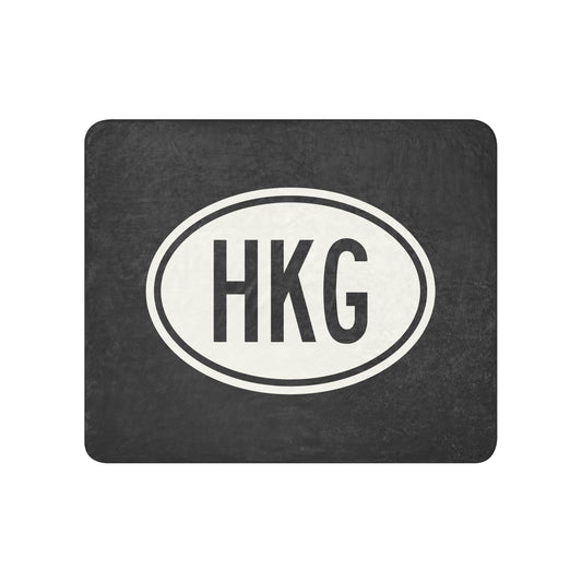 Unique Travel Gift Sherpa Blanket - White Oval • HKG Hong Kong Souvenir • YHM Designs - Image 01